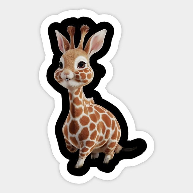 The Creature Combines Features from Two Distinct Animals: a Giraffe and a Rabbit Sticker by animegirlnft